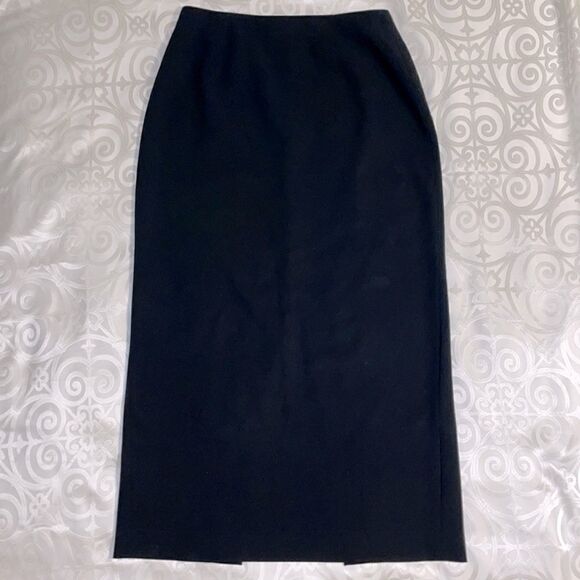 Jones New York Platinum black maxi skirt with inverted V kick vent at back 6 - Picture 1 of 12